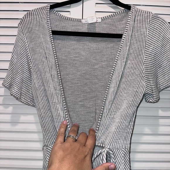 Caution To The Wind Gray Ribbed Top - Picture 6 of 7